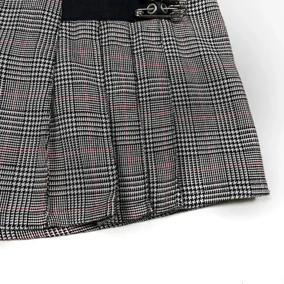 Y2K Serious Los Angeles Plaid Houndstooth Mini Skirt Small Vintage LA Clothing - Picture 6 of 16